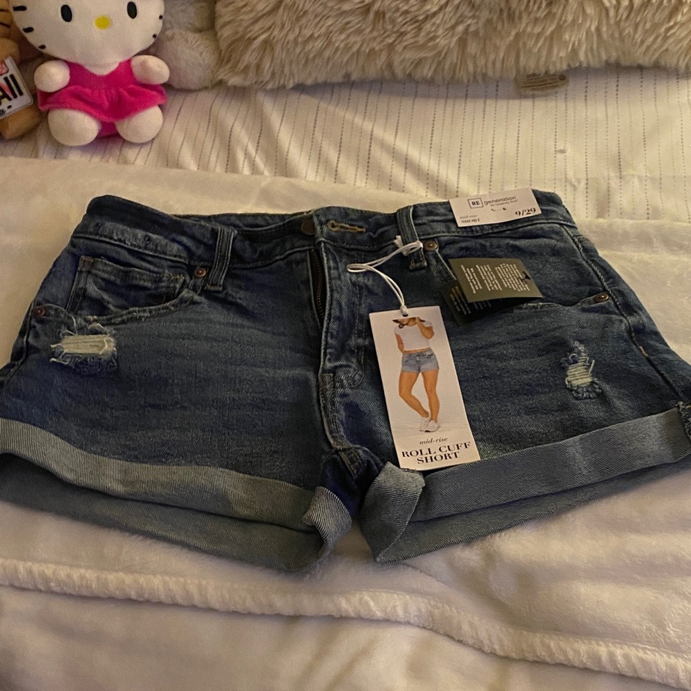 Classic Blue Jean Shorts with Roll Cuff